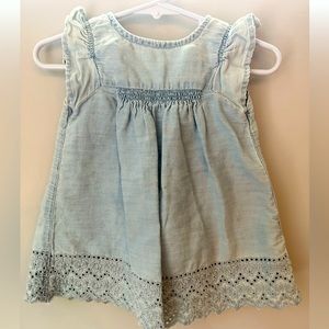 Baby Gap denim flutter-sleeve top, 3-6 months
